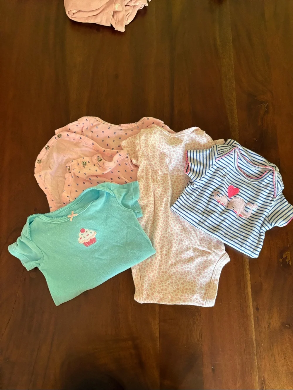 3-6 month carters Baby Girls' Short-Sleeve Onesie Set - Pink, Blue, Stripe